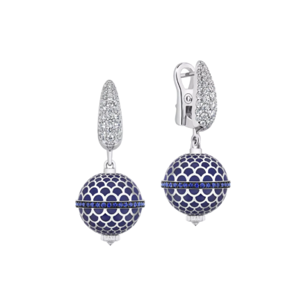 Серьги с сапфирами и бриллиантами, белое золото, н.керамика