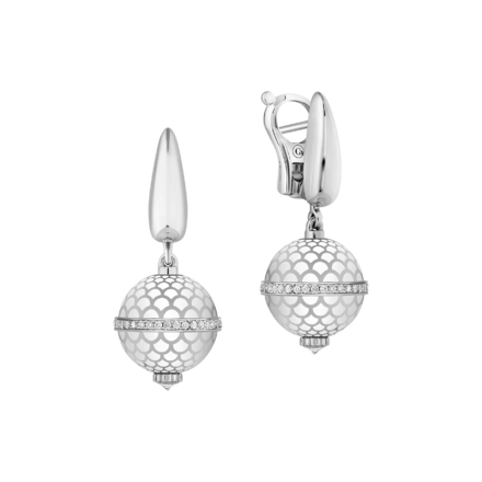 Серьги с бриллиантами, белое золото, н.керамика