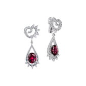 Серьги рубеллитами и бриллиантами, белое золото