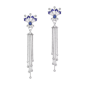 Серьги с сапфирами и бриллиантами, белое золото, н.керамика