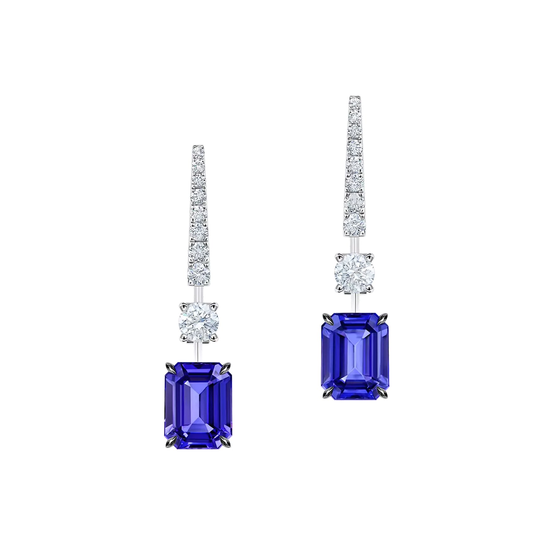 Серьги с танзанитами и бриллиантами, белое золото