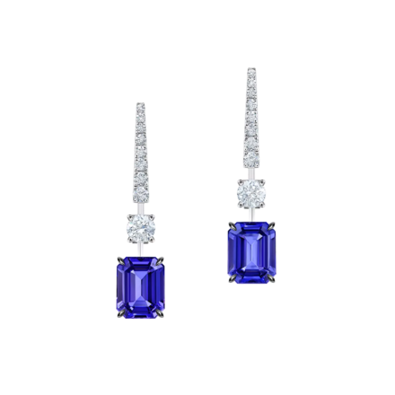 Серьги с танзанитами и бриллиантами, белое золото 2