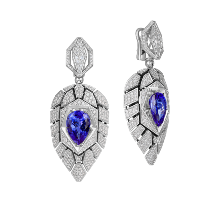 Серьги с танзанитами и бриллиантами, белое золото