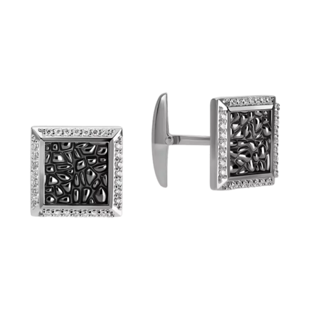 Запонки с бриллиантами, белое золото