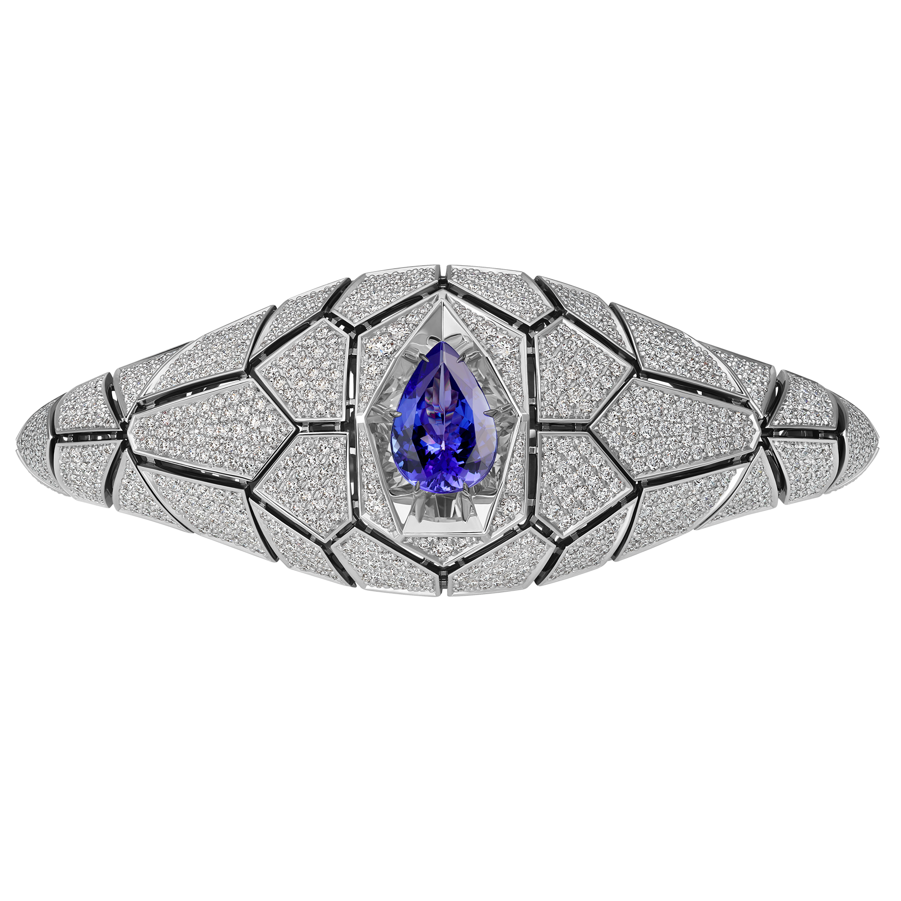 Браслет с танзанитом и бриллиантами, белое золото