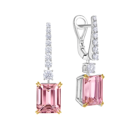 Серьги с морганитами и бриллиантами, белое золото