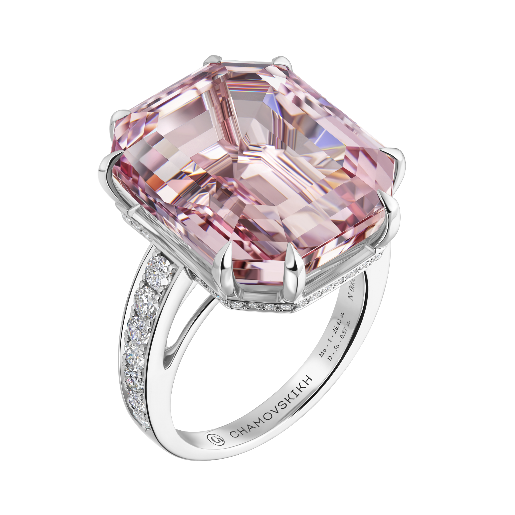 Кольцо с морганитом и бриллиантами, белое золото