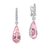 Серьги с морганитами и бриллиантами, белое золото