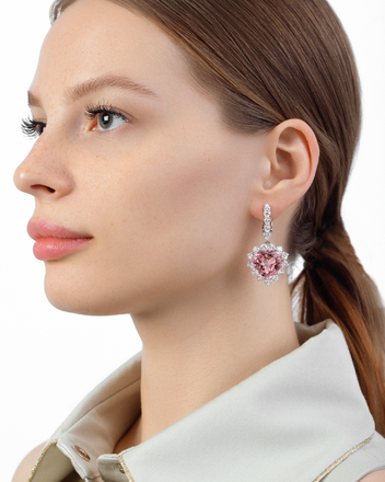 Серьги с морганитами и бриллиантами, белое золото 2