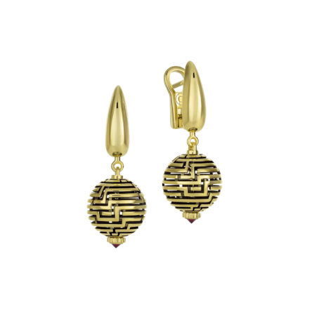 Серьги с рубинами, жёлтое золото