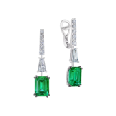 Серьги с бриллиантами и изумрудами, белое золото