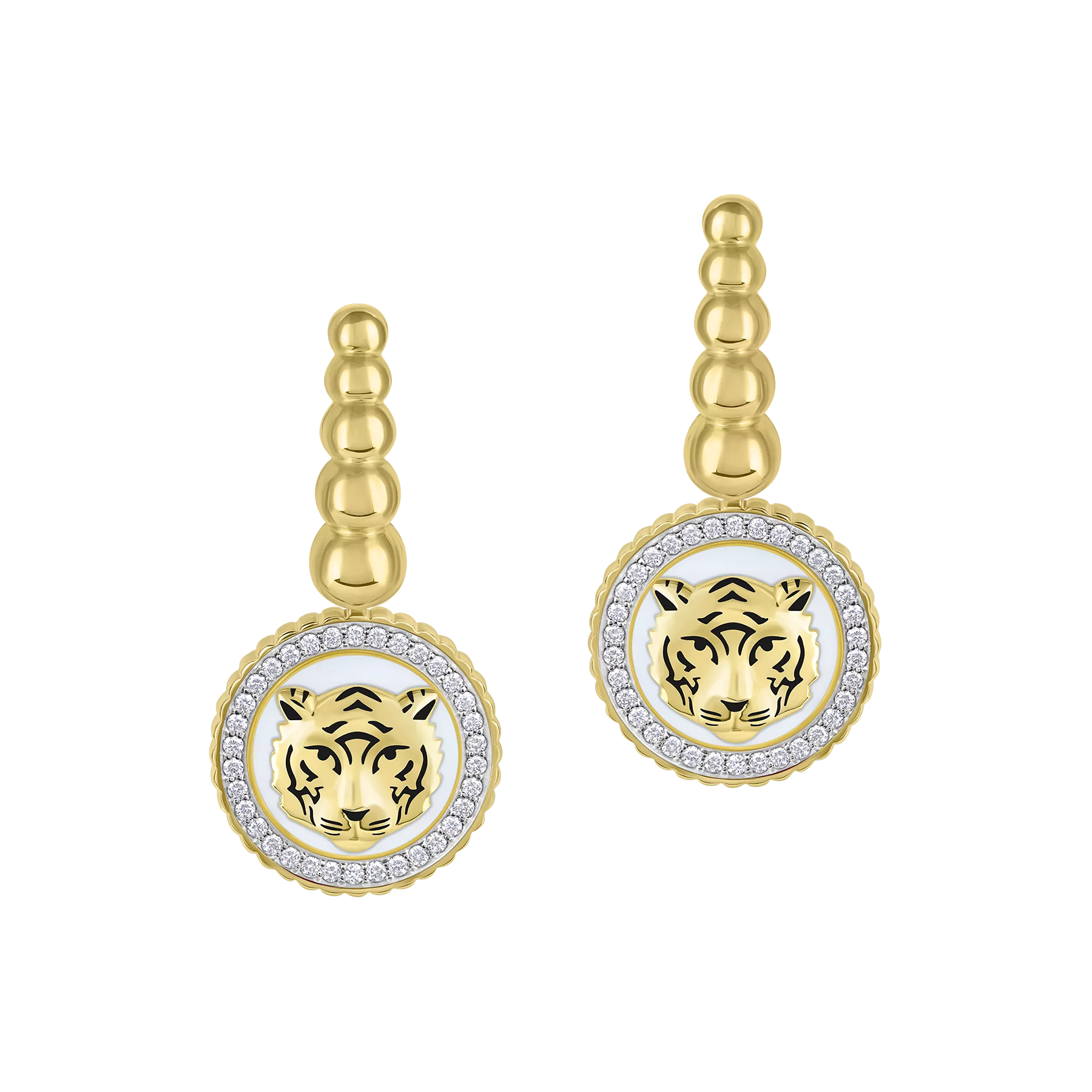 Серьги с бриллиантами, жёлтое и белое золото, н.керамика