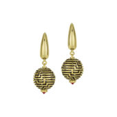 Серьги с рубинами, жёлтое золото