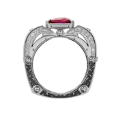 Кольцо с рубином и бриллиантами, белое золото