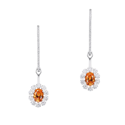 Серьги со спессартинами и бриллиантами, белое золото 2