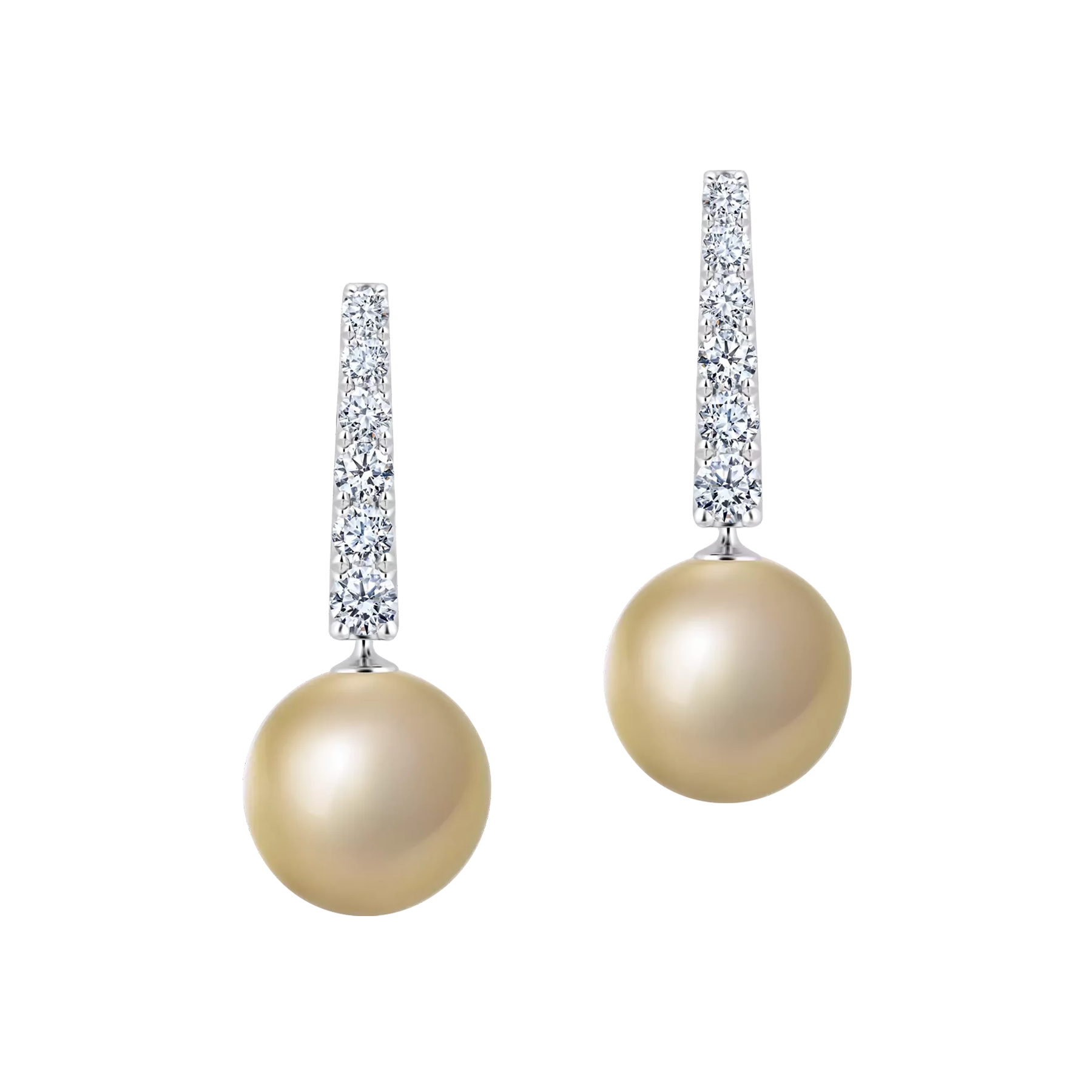 Серьги с золотым жемчугом и бриллиантами, белое золото