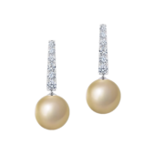 Серьги с золотым жемчугом и бриллиантами, белое золото