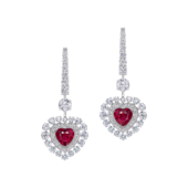 Серьги с рубинами и бриллиантами, белое золото