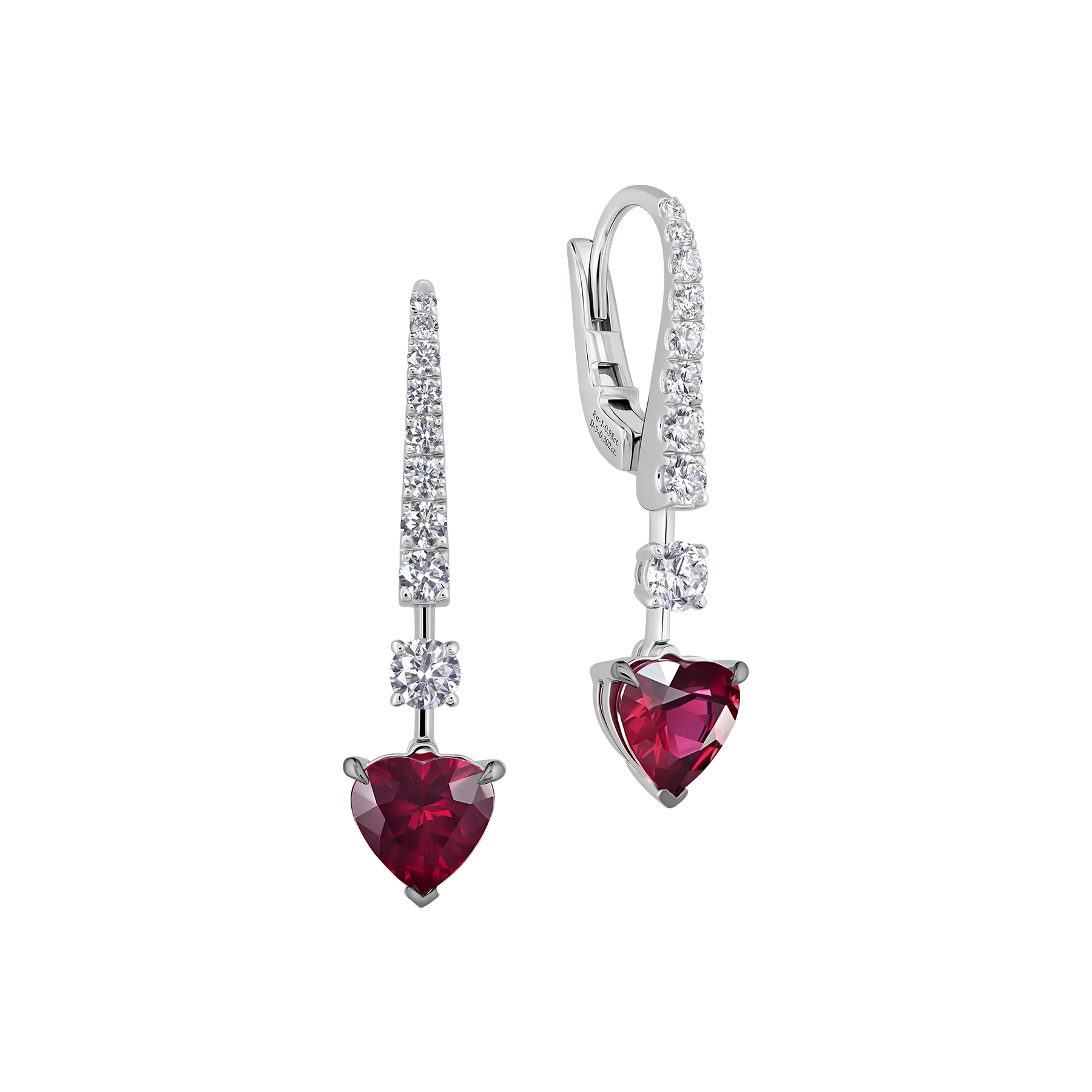 Серьги с рубинами и бриллиантами, белое золото