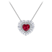 Колье с рубином и бриллиантами, белое золото