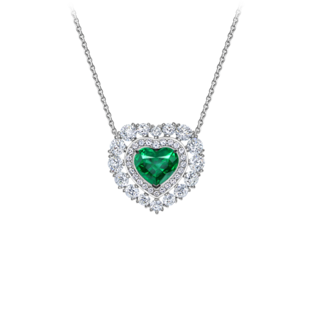 Колье с изумрудом и бриллиантами, белое золото