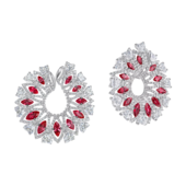 Серьги с рубинами и бриллиантами, белое золото