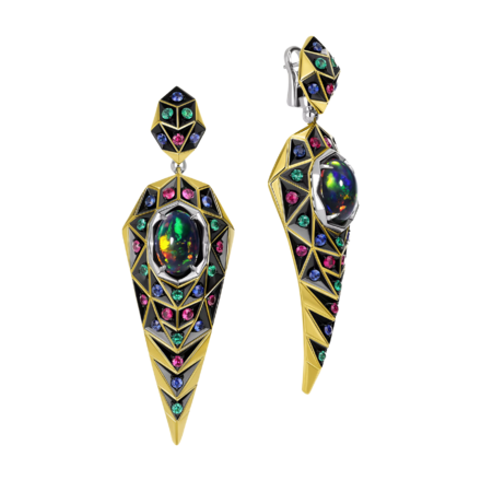 Серьги с опалами, желтое золото