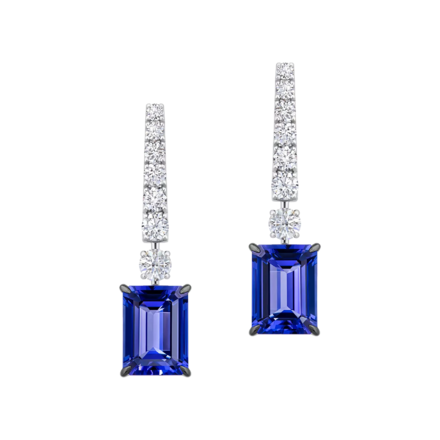 Серьги с танзанитами и бриллиантами, белое золото