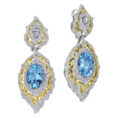 Серьги с аквамаринами и бриллиантами, белое золото