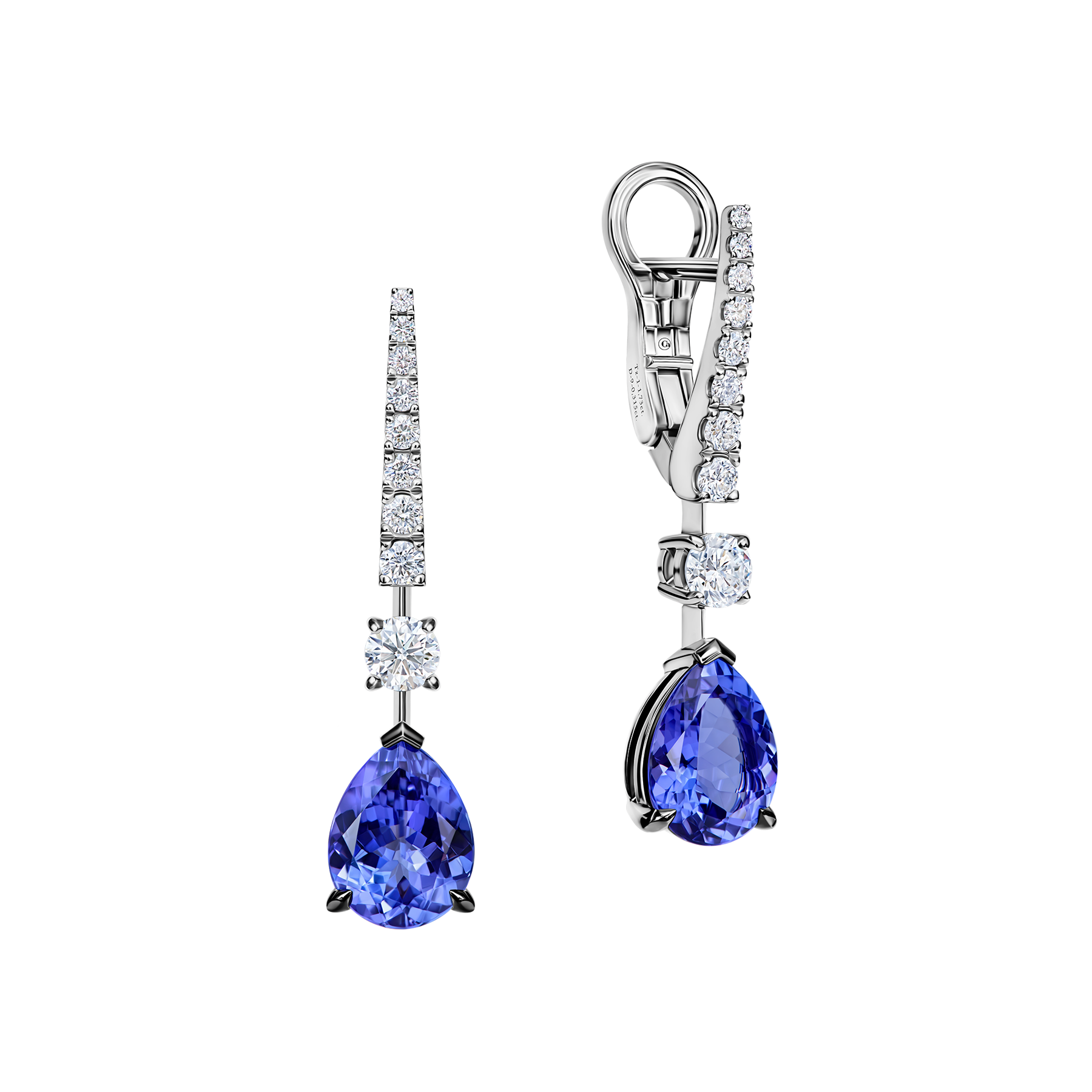Серьги с танзанитами и бриллиантами, белое золото