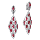 Серьги с рубинами и бриллиантами, белое золото