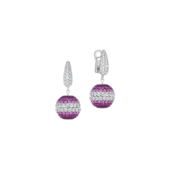 Серьги с бриллиантами, рубинами и розовыми сапфирами, белое золото