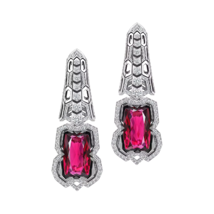 Серьги с турмалинами и бриллиантами, белое золото