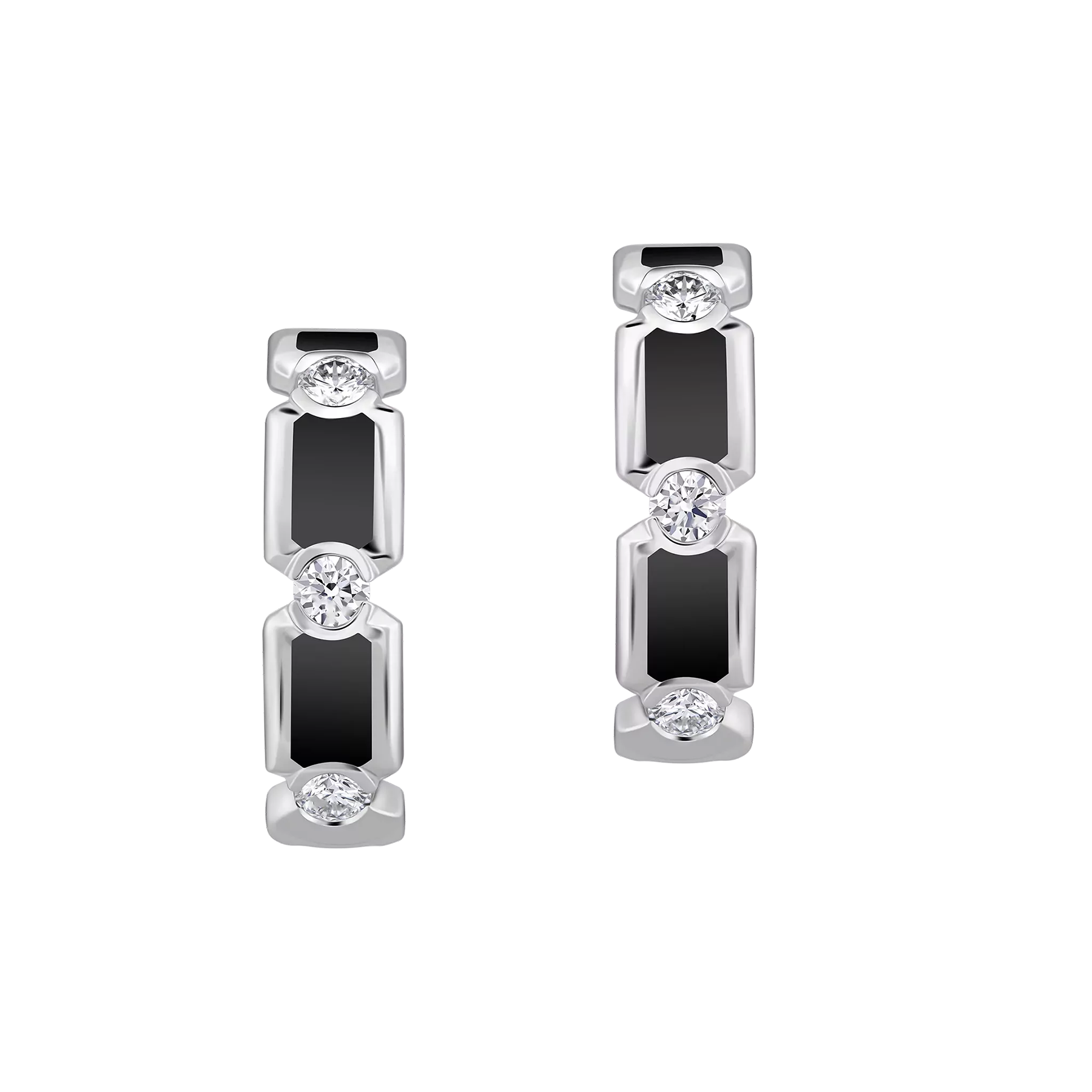 Серьги с бриллиантами, белое золото, черная н.керамика