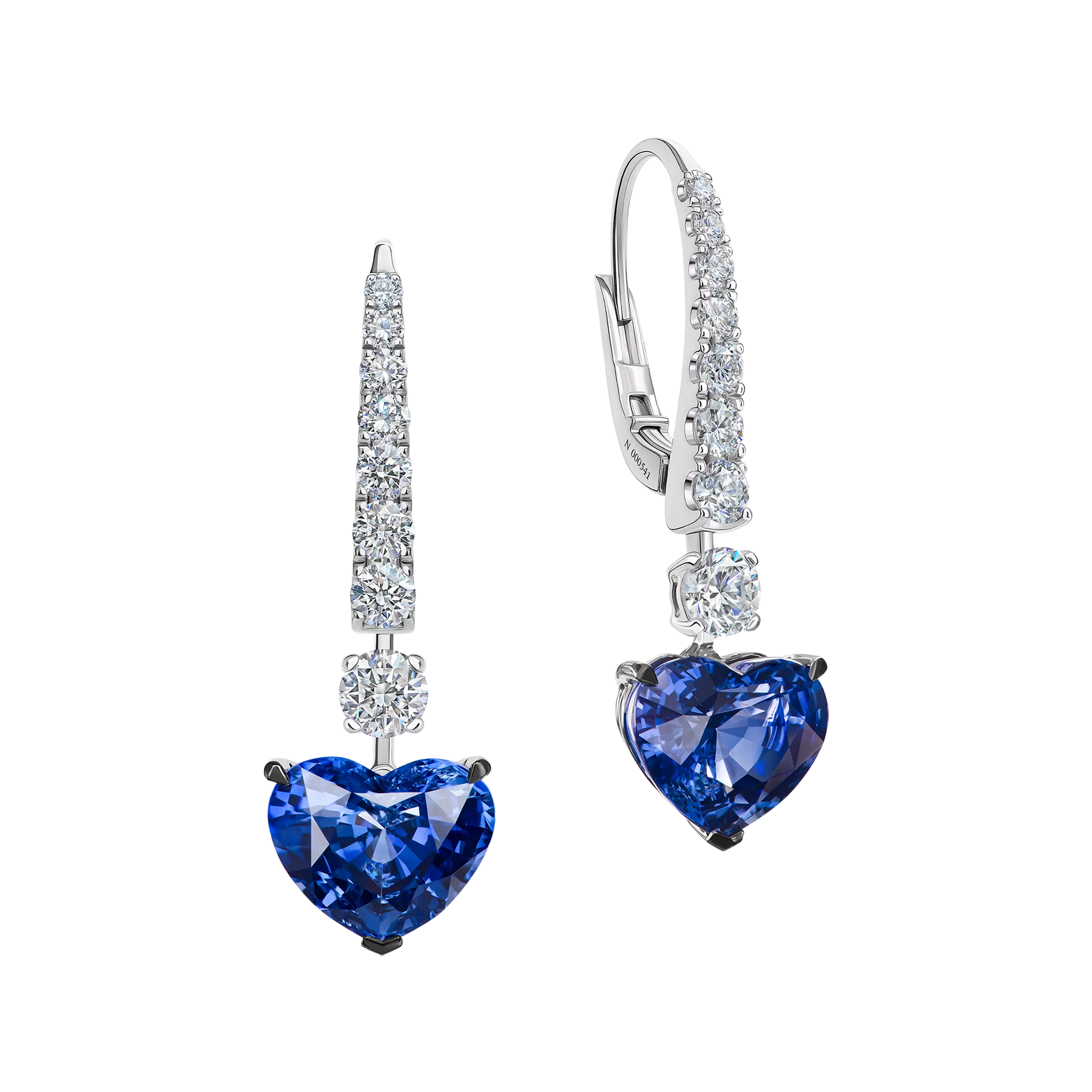 Серьги с сапфирами и бриллиантами, белое золото