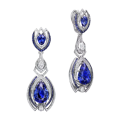 Серьги с сапфирами и бриллиантами, белое золото