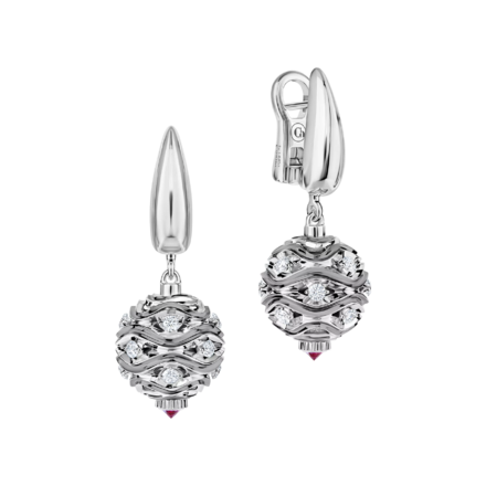 Серьги с рубинами и бриллиантами, белое золото