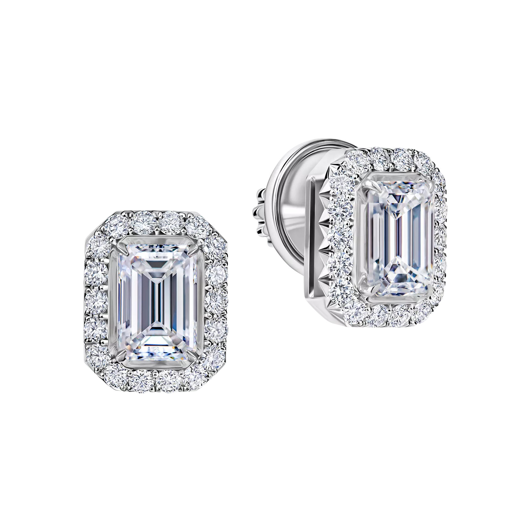 Пусеты с бриллиантами, белое золото