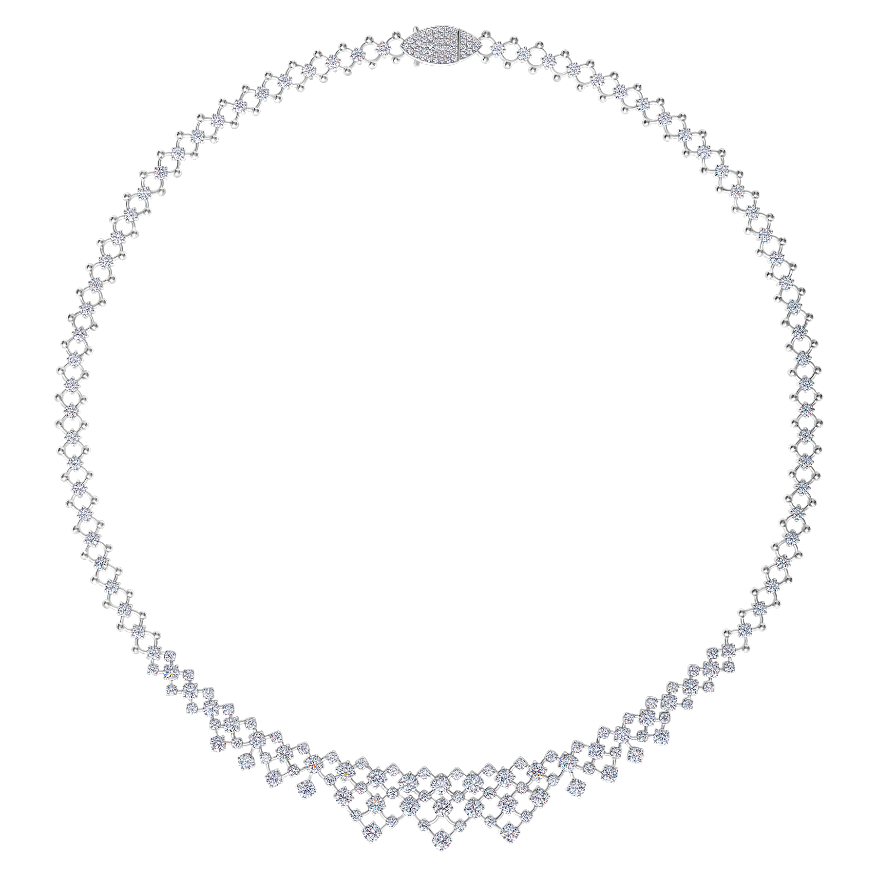 Колье с бриллиантами, белое золото