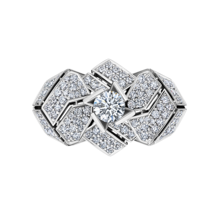 Кольцо с бриллиантами, белое золото 2