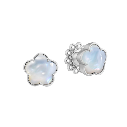 Пусеты с перламутром, белое золото