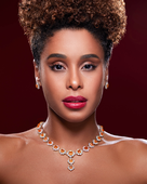 Колье со спессартинами и бриллиантами, белое золото