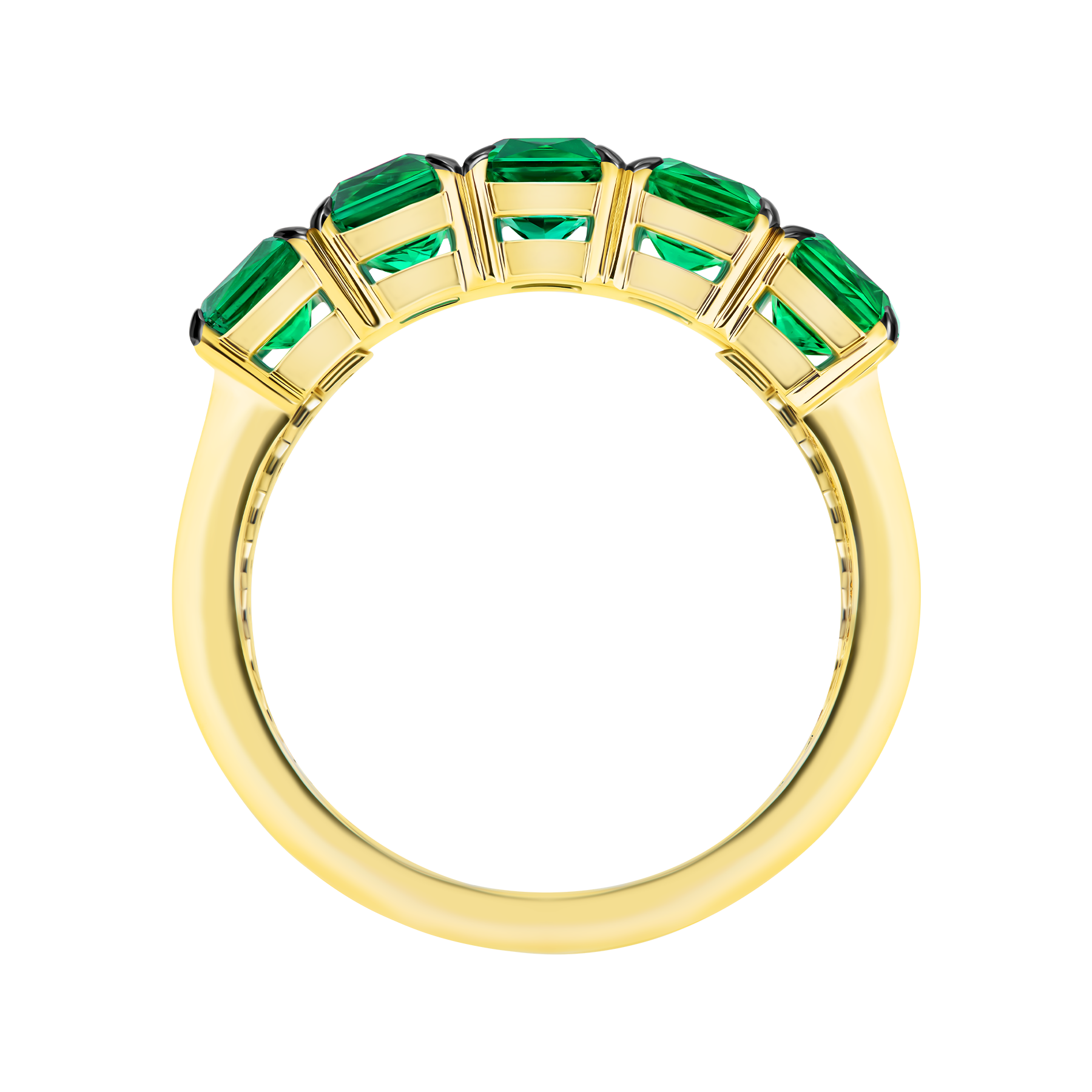 Кольцо с изумрудами, желтое золото