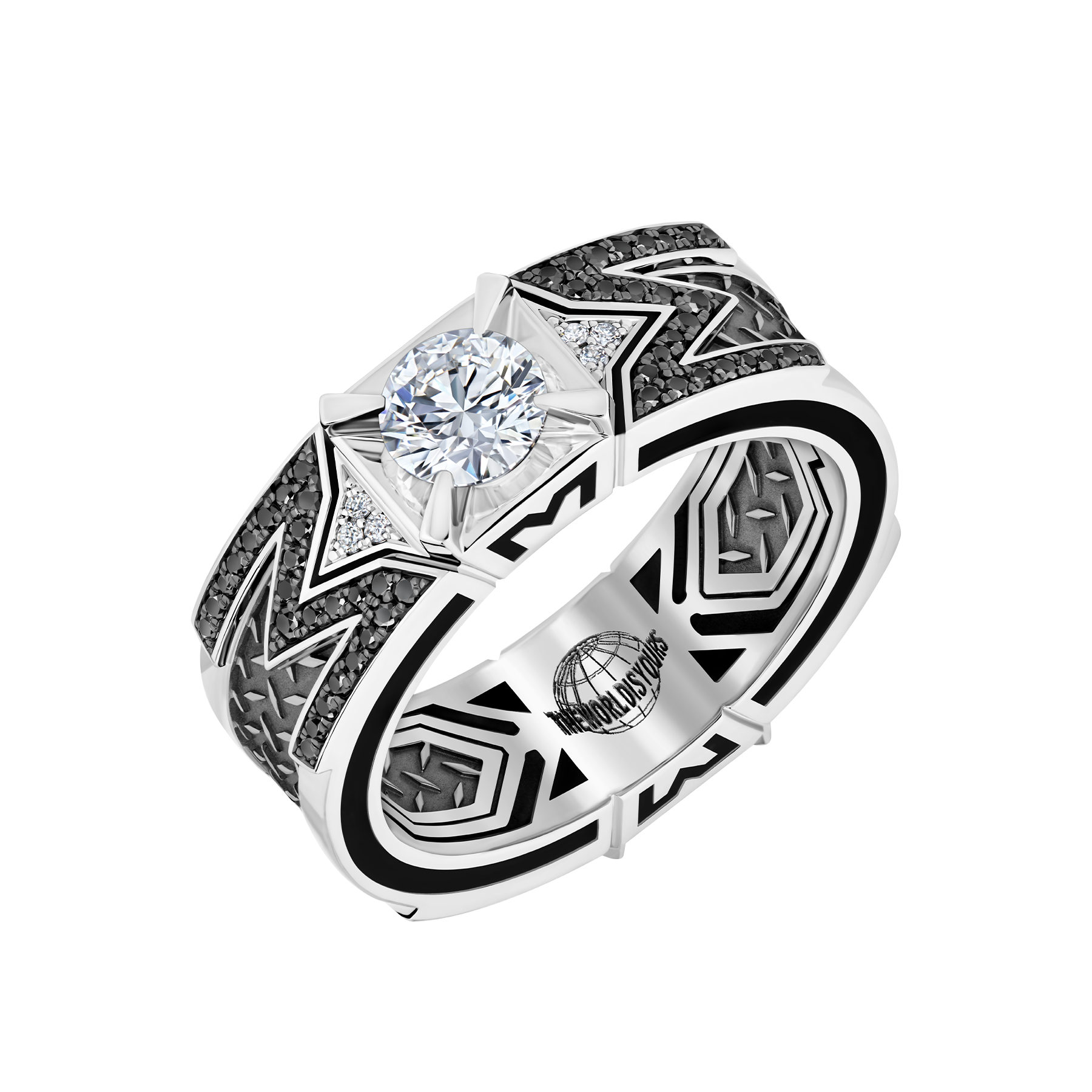 Кольцо с бриллиантами, белое золото, нанокерамика