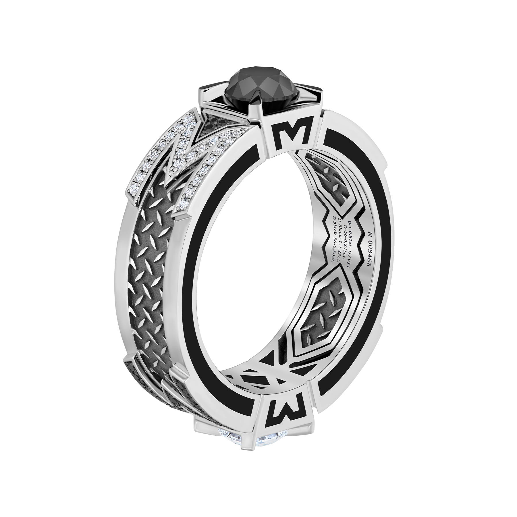 Кольцо с бриллиантами, белое золото, нанокерамика