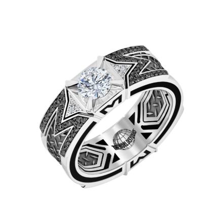 Кольцо с бриллиантами, белое золото, нанокерамика