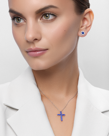 Колье с сапфирами, белое золото 2