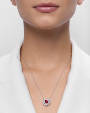 Колье с рубином и бриллиантами, белое золото 2