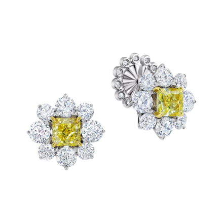 Пусеты с бриллиантами, белое золото