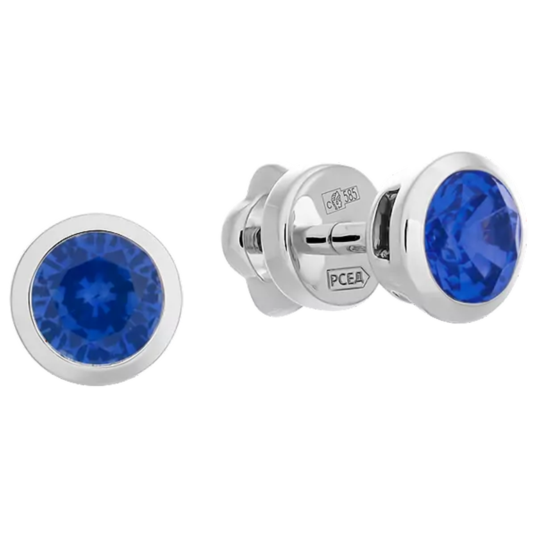 Пусеты с сапфирами, белое золото